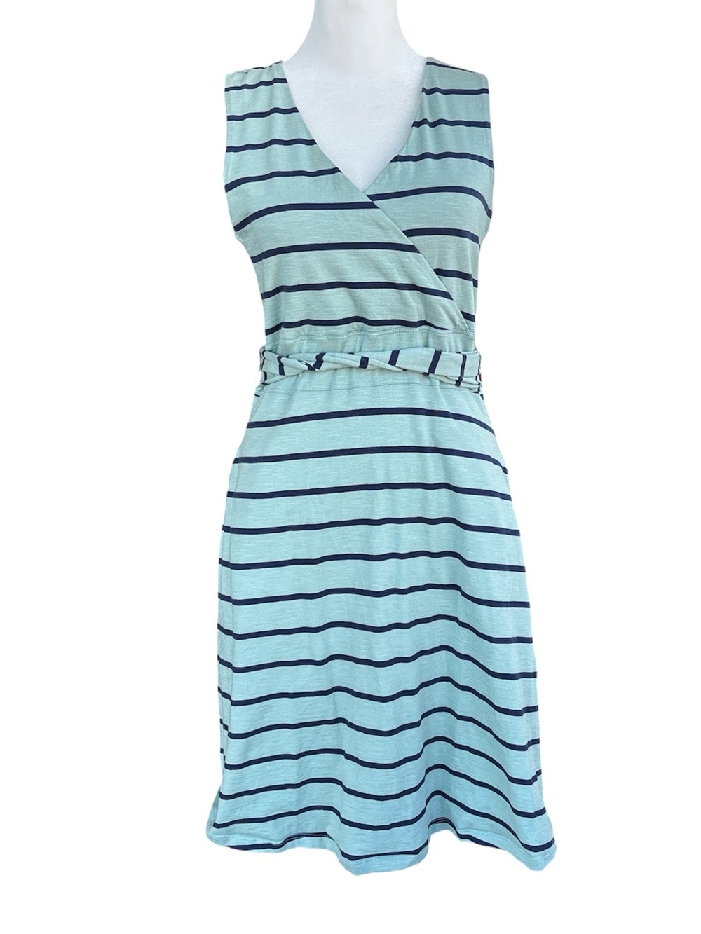 Toad & Co. Cue Wrap Surplice Belted Dress Teal/Black M